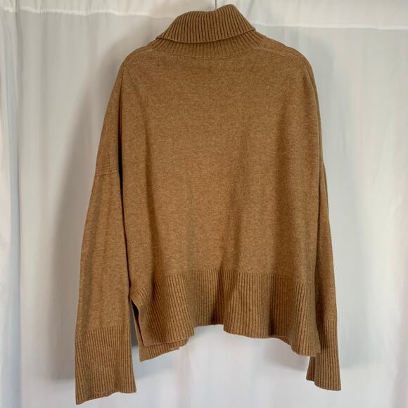 J.Crew Alpaca Wool Camel Neutral Tan Turtle Neck Oversize Sweater- Size XL - Picture 4 of 6